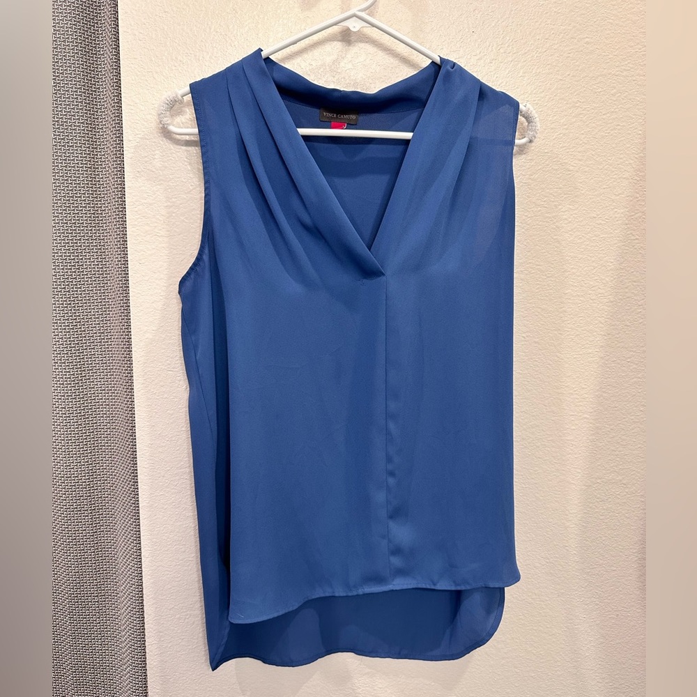 Blue sleeveless blouse